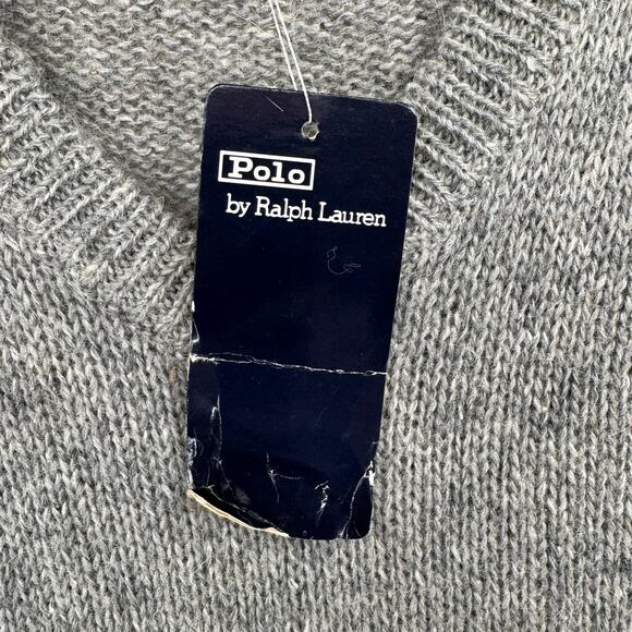 Vintage Polo Ralph Lauren Wool V-Neck Sweater Mens Medium Gray Deadstock NEW - Picture 9 of 14